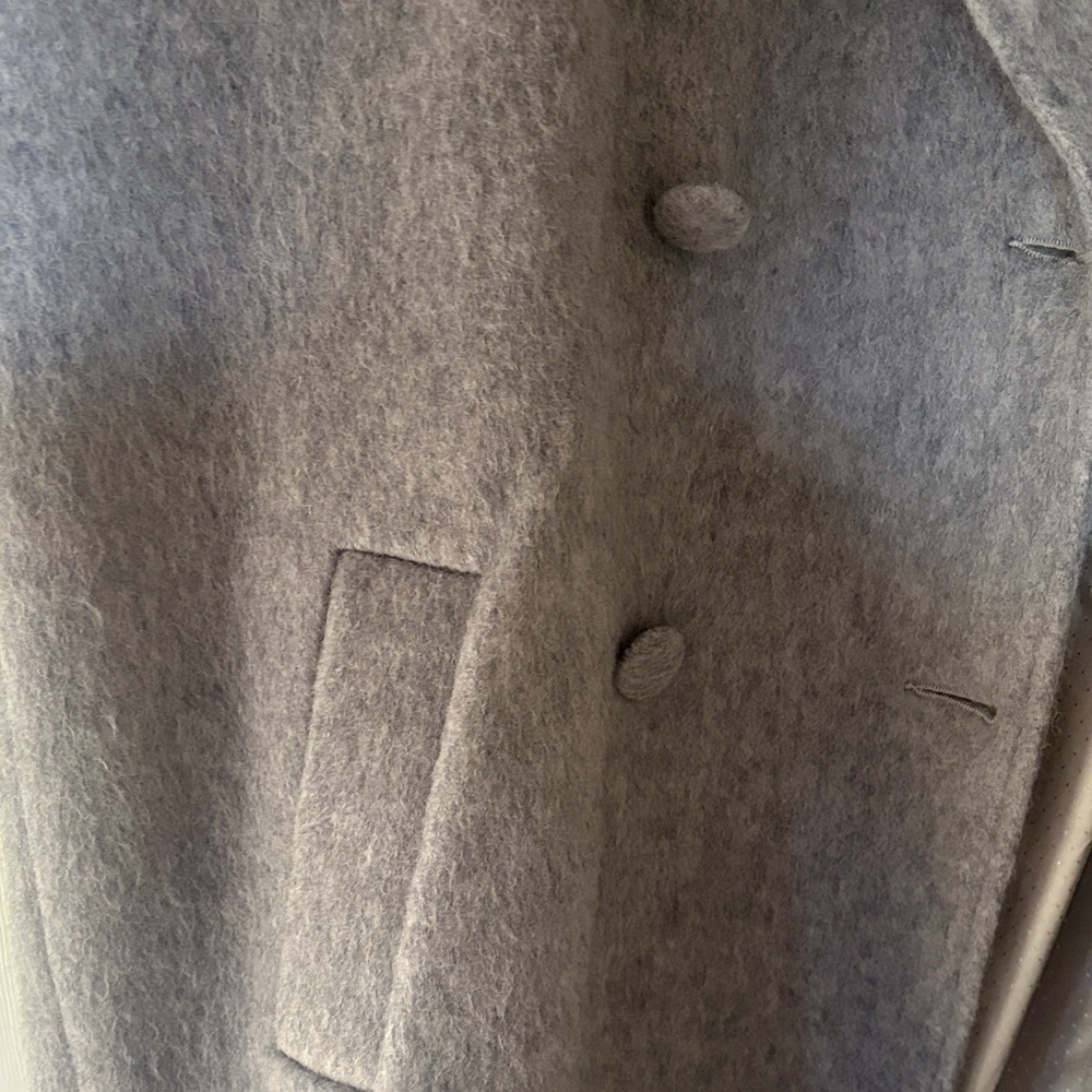 Sezane Pale Gray Double-Breasted Wool Pea Coat - Picture 8 of 10